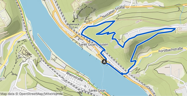 Wanderkarte Dreiburgenblick St. Goarshausen